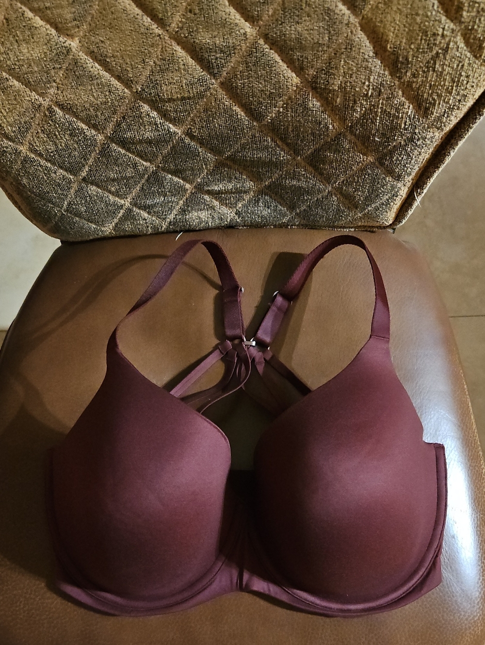 Aerie Real Sunnie Full Coverage T-Shirt Underwire Maroon Red Bra Lightly Lined